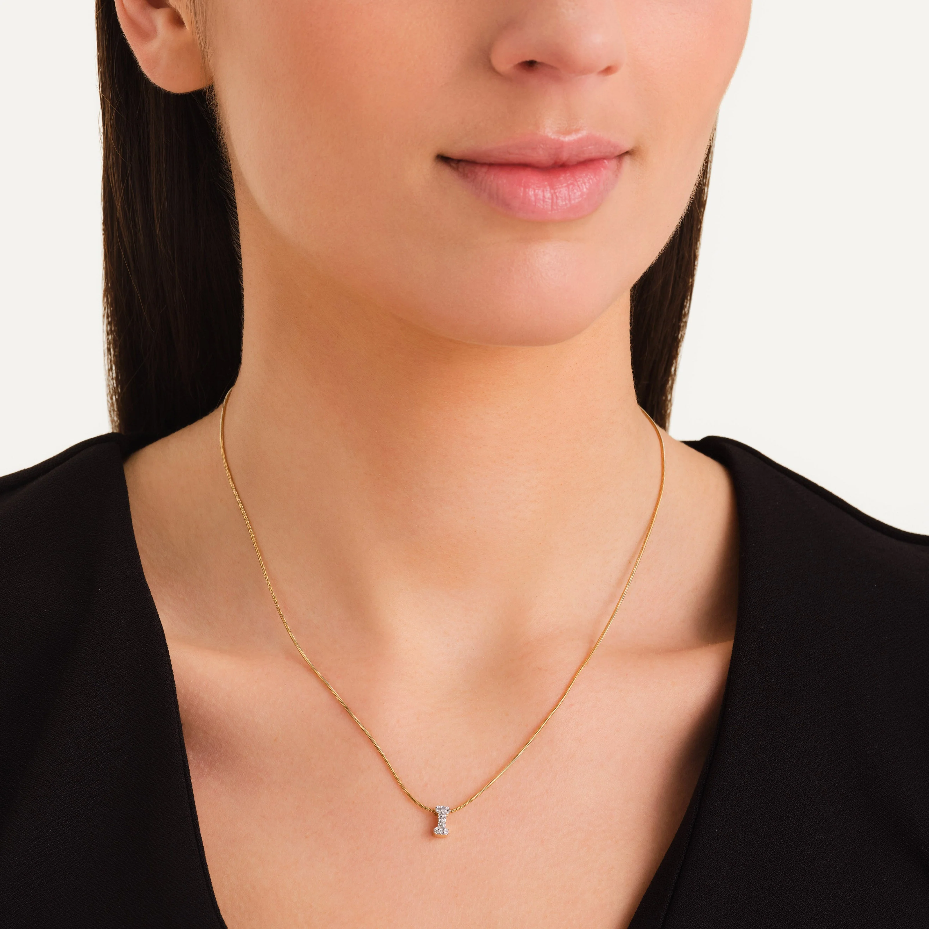 Crystal Letter I Necklace - Image 2