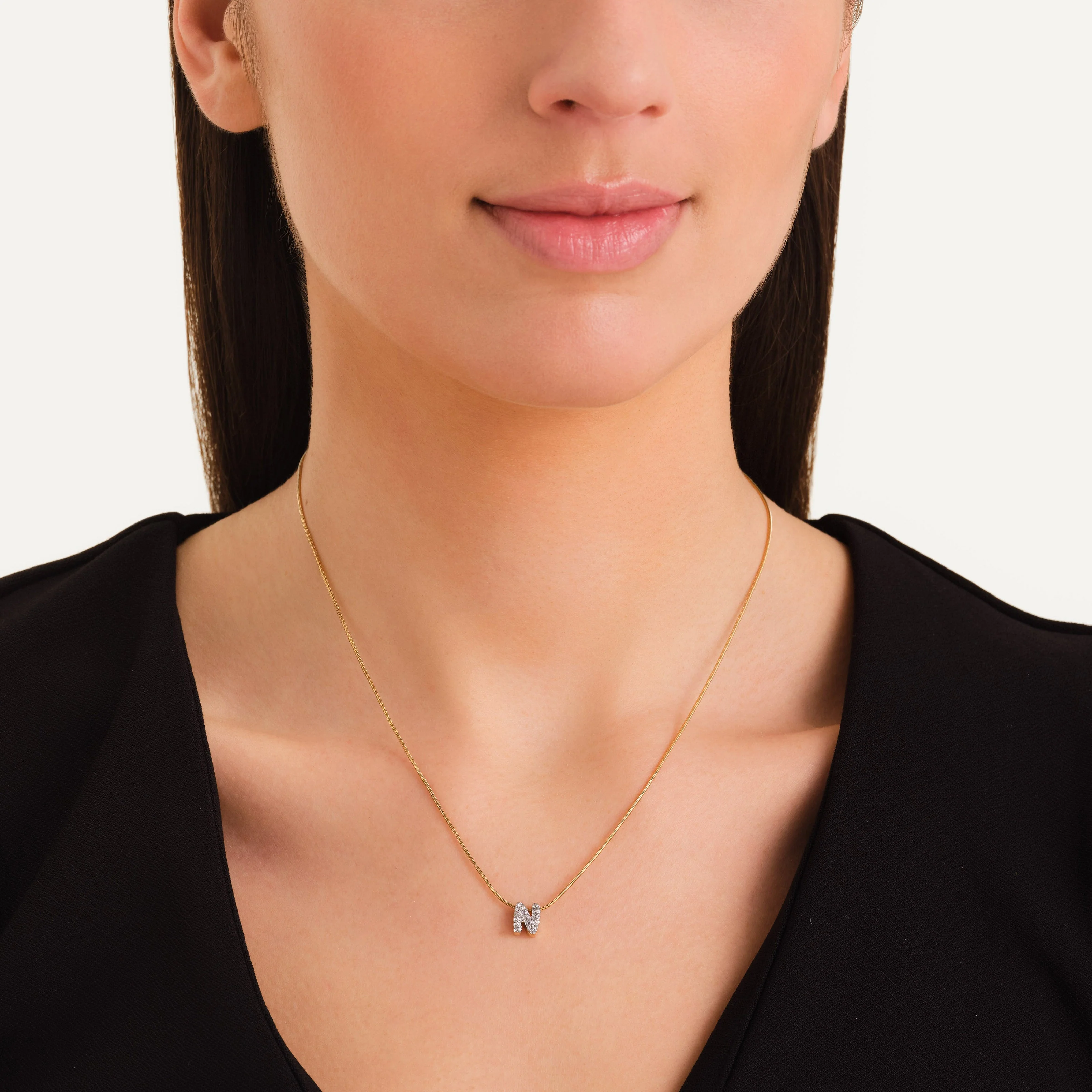 Crystal Letter N Necklace - Image 2