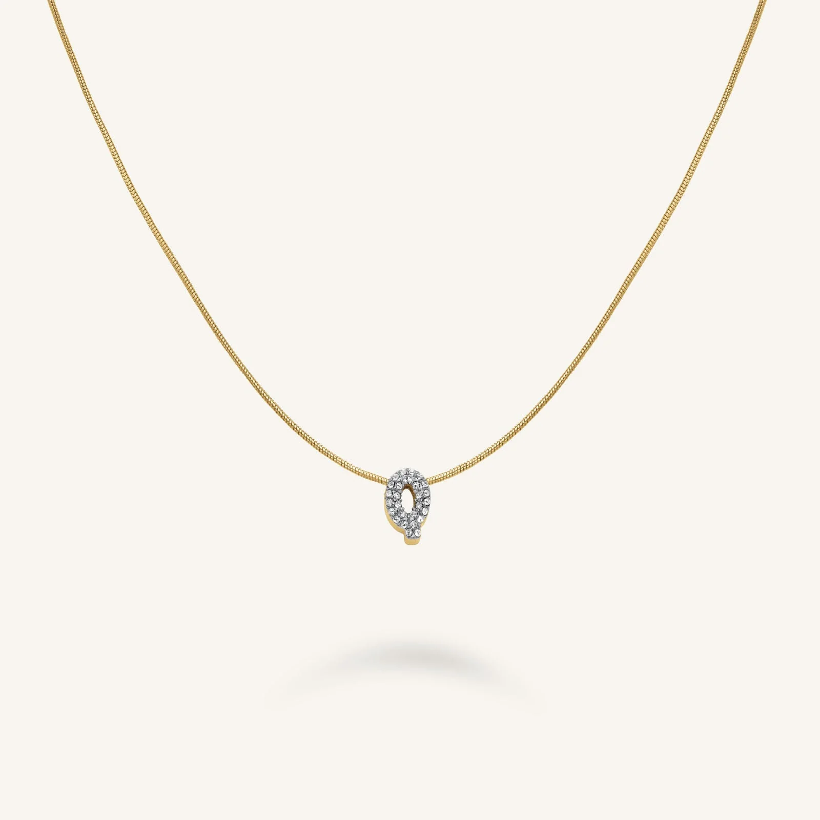 Crystal Letter Q Necklace